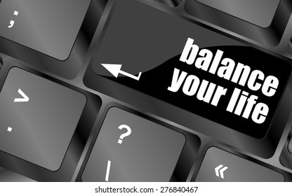 balance your life button on computer keyboard vector