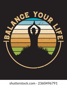 Balance Your Life Yoga Vector Design