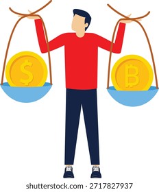 Equilibre su Cartera entre Bitcoin y dólares. El concepto de invertir en moneda. Comercio de divisas.


