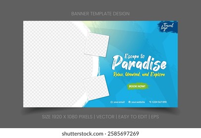 balanced banner abstract background for travel agency promotion with image replacement easy to edit ideal for holiday ads