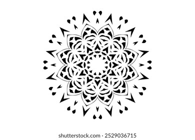 Balanced black and white mandala art featuring circular design and graceful curves