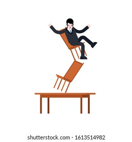 Balanced businessman on chair. Man balancing on chair. vector illustration
 
