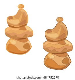 Balanced cartoon stones. Boulder. Vector illustration