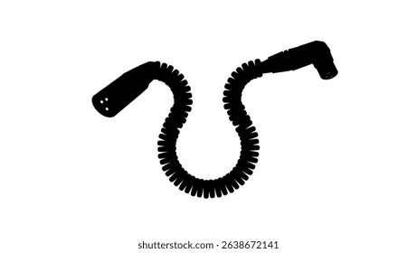 Balanced coiled jumper cable, black isolated silhouette