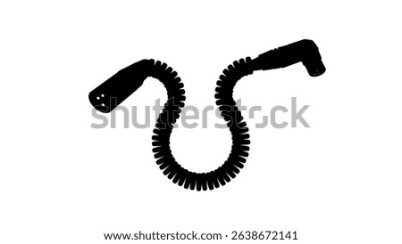 Balanced coiled jumper cable, black isolated silhouette