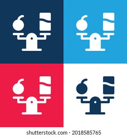 Balanced Diet blue and red four color minimal icon set