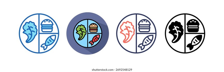 Ícone de Dieta Equilibrada - Ilustração de vetor multiestilo
