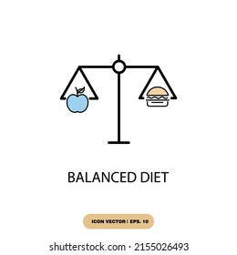 símbolos de dieta balanceada elementos vectores para web infográfica