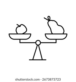 Icono de línea de dieta equilibrada. ilustración simple negra plana de Vector lineal para Web y App.. eps
