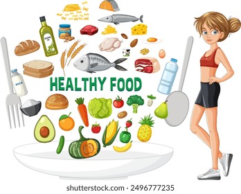 Balanced diet with various nutritious foods