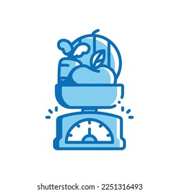 Balanced diet vector icon blue outline style.Can be use for wedding invitation, card design and background design