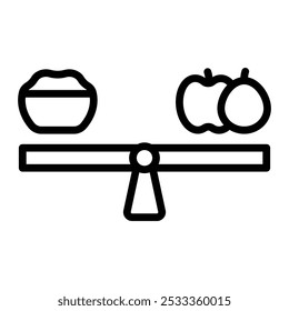 Diseño de ícono de línea de Vector de dieta equilibrada