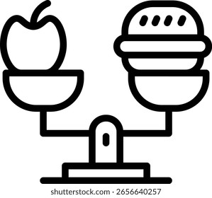 Diseño de ícono de línea de Vector de dieta equilibrada
