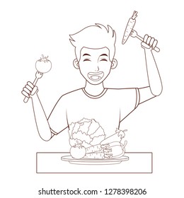 balanced diet young man