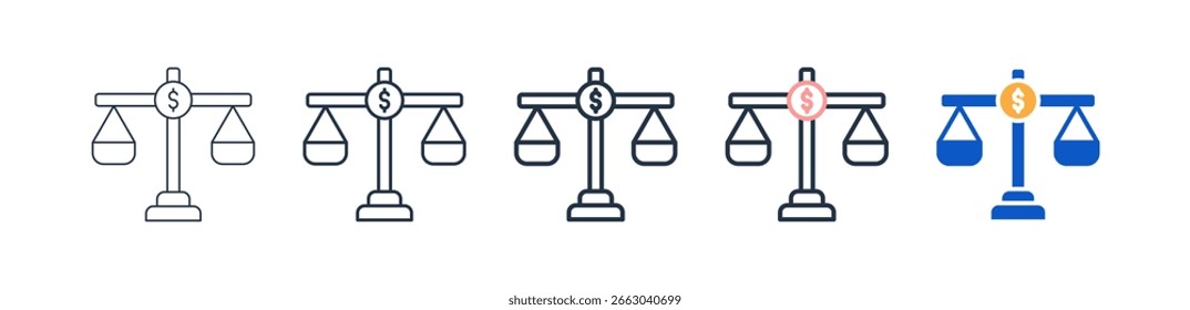 Iconos de estilo diferentes equilibrados establecen la Ilustración vectorial.