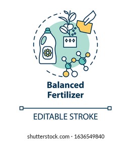 Balanced fertilizer concept icon. Growing houseplants idea thin line illustration. Indoor flowers caring. Home gardening. Vector isolated outline RGB color drawing. Editable stroke