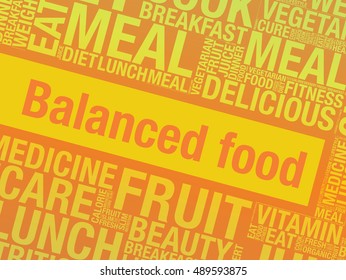 Balanced food word cloud vector concept, presentation background