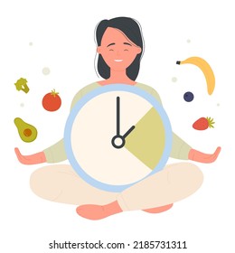 Balanced healthy nutrition. Weight loss diet, vitamins and minerals vector illustration