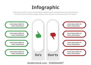 Balanced Infographic Design for Visualizing Dos and Don’ts, Pros and Cons, and Versus Comparisons