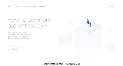 Balanced leadership concept in isometric vector illustration. Leader balancing life and work. Business stability metaphor.  Web banner layout template