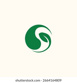 Logotipo de hoja equilibrada para marcas de bienestar ecológico y estilo de vida