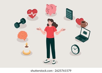 Balanced Life Management Concept Illustration