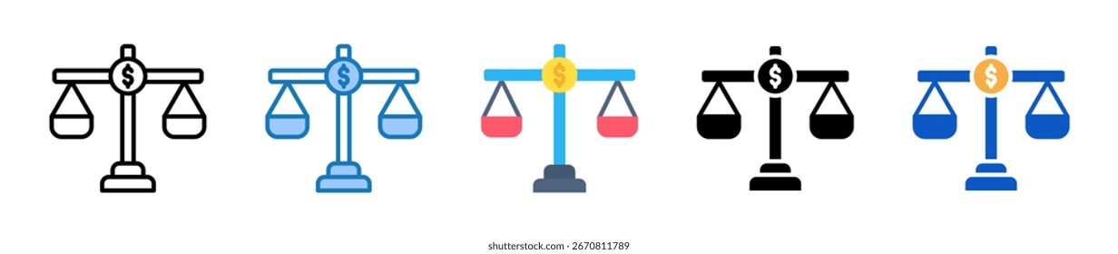Iconos de estilo múltiple equilibrados establecen la Ilustración vectorial de diseño.