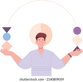 Balanced personality character. Strategic mind thinking concept isolated on white background