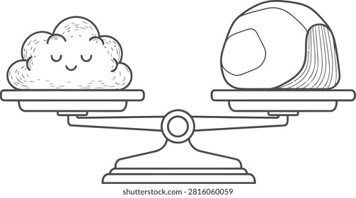 Balanced scale depicting equality between two different earth landscapes