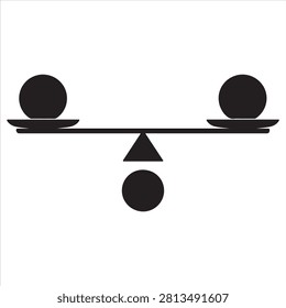 Balanced scale with equal weights and a single hanging circle