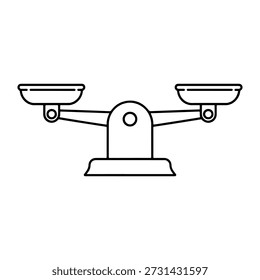 Ilustración de escala equilibrada con sartenes vacías en un estilo minimalista