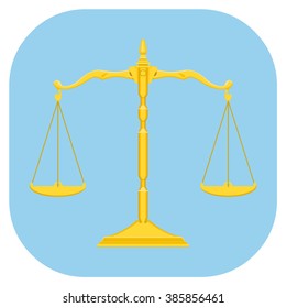 Balanced Scales for justice and law concepts. 
Vector illustration of the scales of justice. 
Web icons for justice and enforcement.