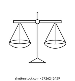 Balanzas equilibradas que simbolizan la justicia y la igualdad aisladas sobre fondo blanco