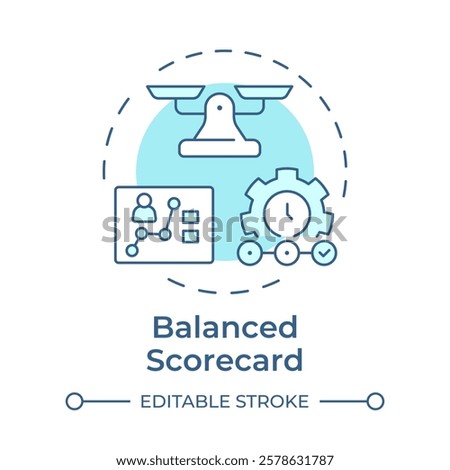 Balanced scorecard multi color concept icon. Analyzing organization productivity. Performance management tool. Round shape line illustration. Abstract idea. Graphic design. Easy to use in presentation