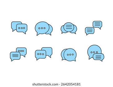 Balanced Sky Blue Chat Bubble Logo with Black Outline on White Background and Flat Geometric Vector Design