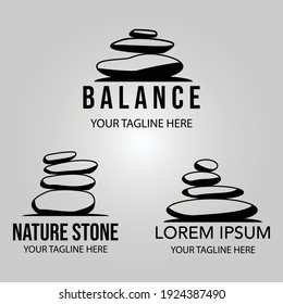 Balanced stones logo set. Minimalist creative line art illustration designs.