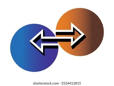 Balanced transfer arrows, opposing directions and interconnectedness, arrow within arrow in a modern icon design.