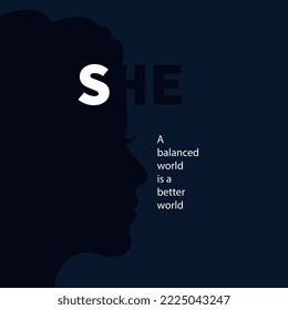 A balanced world is a better world, International women's day, vector illustrations, social media banners, greeting cards, posters, brochures, and billboards, women's rights awareness, break the bias.