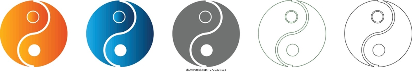 Un símbolo equilibrado de Yin Yang presentado como un ícono plano limpio dentro de un conjunto de íconos de Vector profesional, vívidamente aislado para representar la armonía y la dualidad.