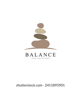 Logotipo balanceado de piedra zen. Logotipo de meditación o bienestar