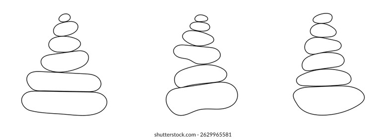 Balanceado Zen pedra logotipo modelo Vetor Zen ioga pedras pilha ou seixos de spa ilustração gráfica preto e branco. Ilustração vetorial .EPS 10 .