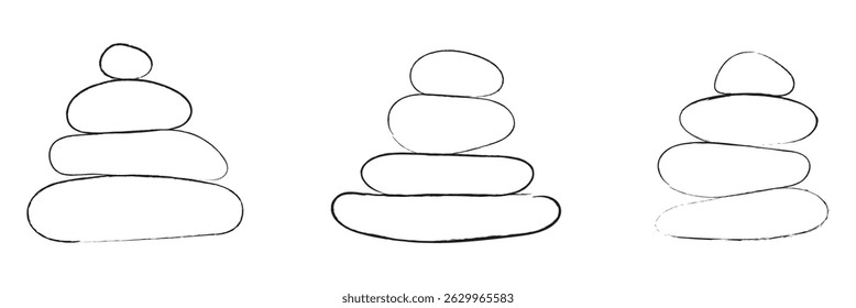Balanceado Zen pedra logotipo modelo Vetor Zen ioga pedras pilha ou seixos de spa ilustração gráfica preto e branco. Ilustração vetorial .EPS 10 .