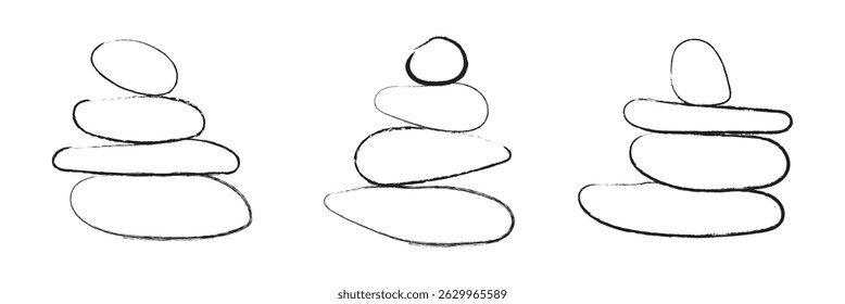 Balanceado Zen pedra logotipo modelo Vetor Zen ioga pedras pilha ou seixos de spa ilustração gráfica preto e branco. Ilustração vetorial .EPS 10 .
