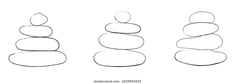 Balanceado Zen pedra logotipo modelo Vetor Zen ioga pedras pilha ou seixos de spa ilustração gráfica preto e branco. Ilustração vetorial .EPS 10 .