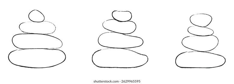 Balanceado Zen pedra logotipo modelo Vetor Zen ioga pedras pilha ou seixos de spa ilustração gráfica preto e branco. Ilustração vetorial .EPS 10 .