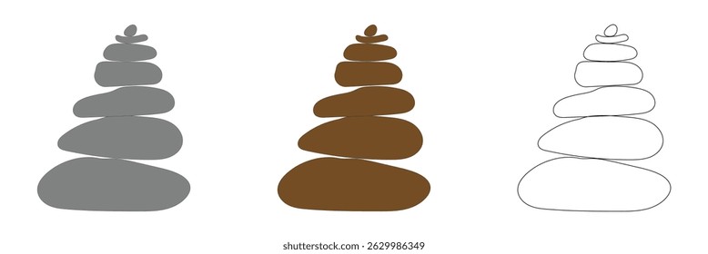 Balanceado Zen pedra logotipo modelo Vetor Zen ioga pedras pilha ou seixos de spa ilustração gráfica preto e branco. EPS 10