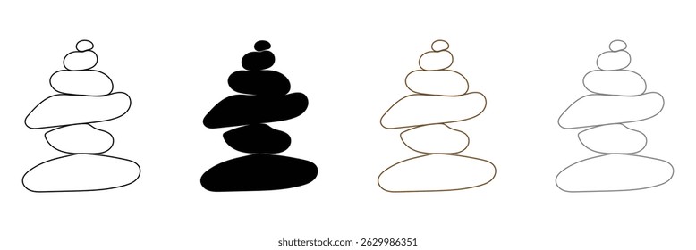 Balanceado Zen pedra logotipo modelo Vetor Zen ioga pedras pilha ou seixos de spa ilustração gráfica preto e branco. EPS 10