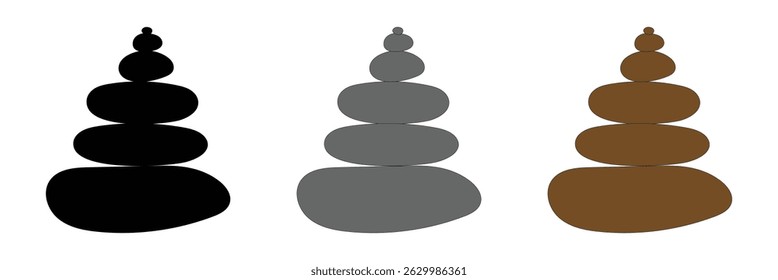 Balanceado Zen pedra logotipo modelo Vetor Zen ioga pedras pilha ou seixos de spa ilustração gráfica preto e branco. EPS 10