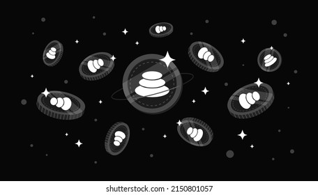 Monedas de equilibrador (BAL) cayendo del cielo. Fondo del banner del concepto de criptodivisa BAL.