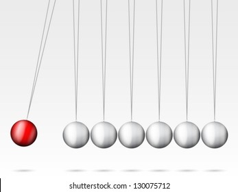 Balancing balls Newton's cradle on a white background.
